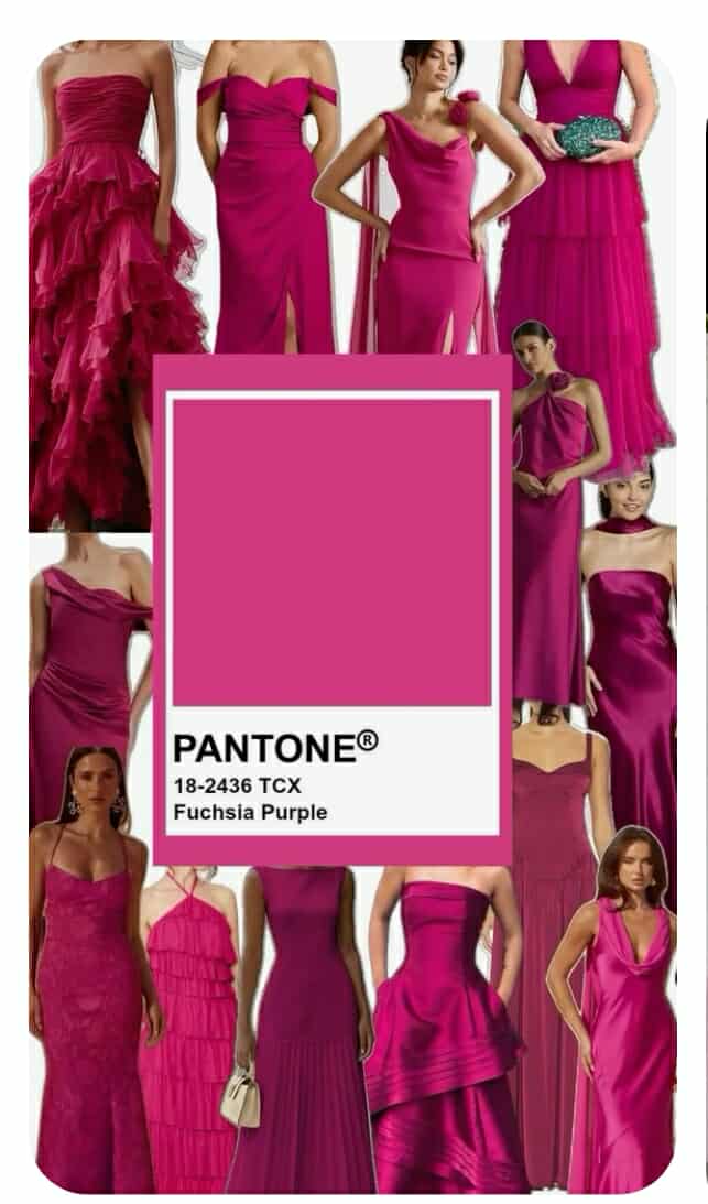 Kindly dress in formal gowns inspired by fuchsia tones, from light romantic pinks to rich, bold magentas, to complement our wedding motif.